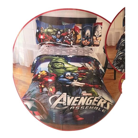 Marvel Avengers Assemble Twin Full Reversible Comforter 72x86 Kids Bedding Decor - Picture 7 of 7